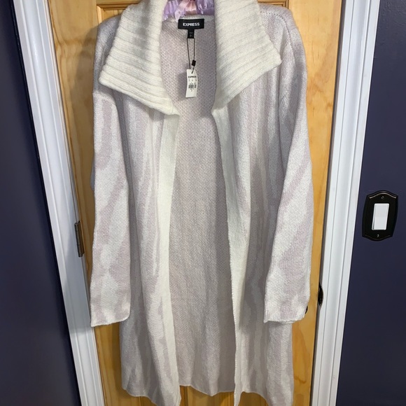 NWT Express Zebra Print Cardigan Duster in Lavender/White - Picture 2 of 5
